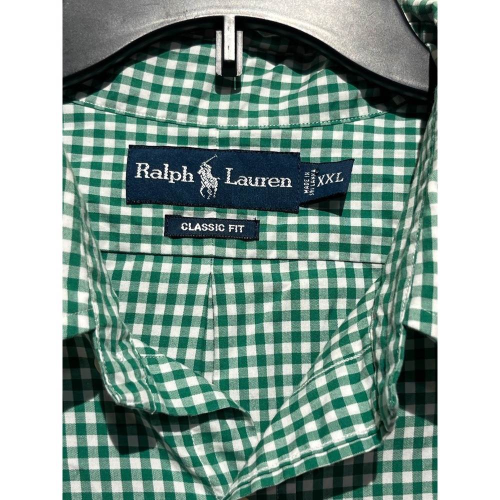 Ralph Lauren Mens XXL Classic Fit Green Gingham Short Sleeve Button Down Shirt - Picture 3 of 10
